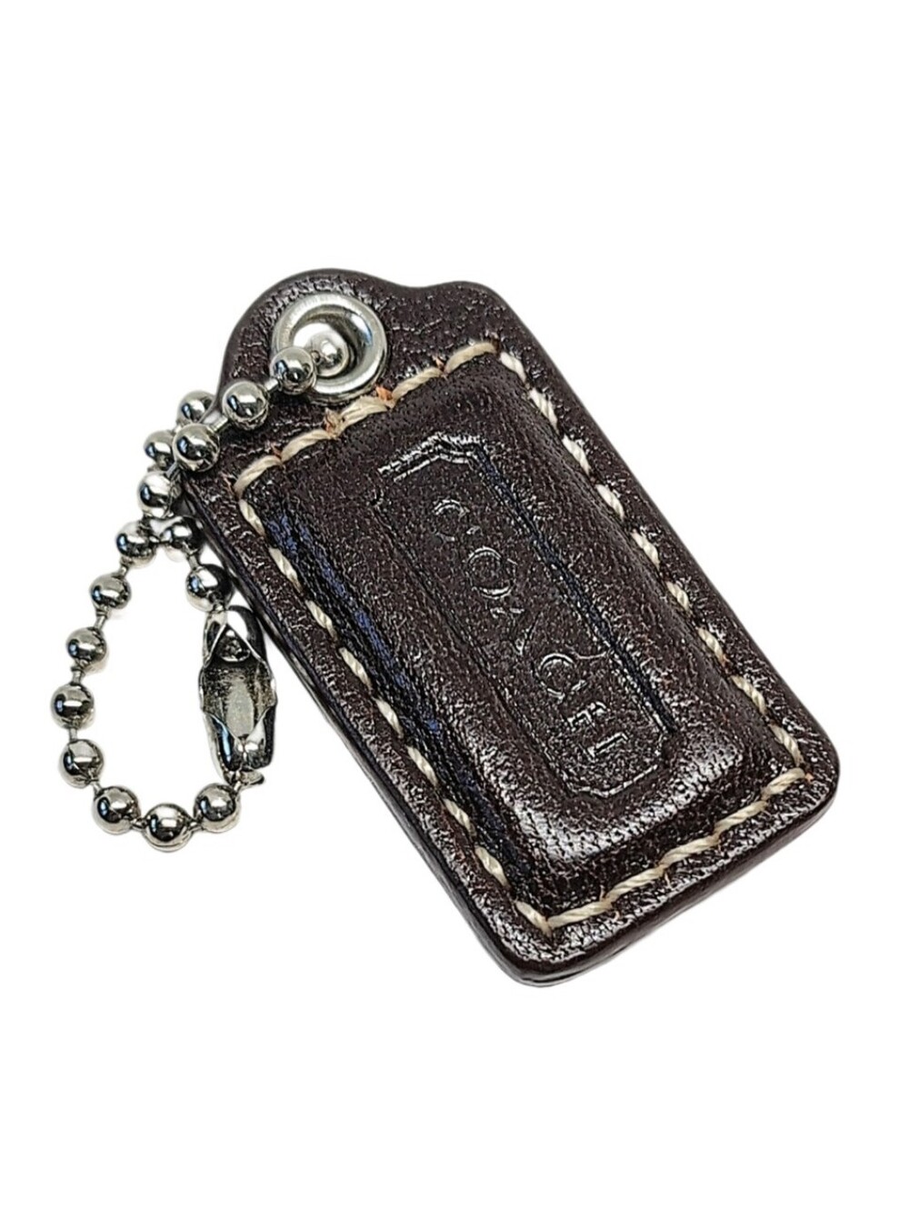 🆕 Mini 1.5" Coach Brown Matte Leather Hangtag Bag Fob Charm Keychain Y2K
